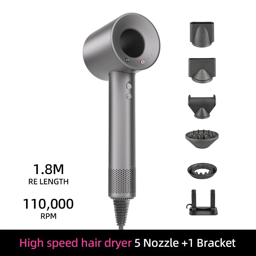 High-Speed Blow Dryer with Ionic Technology – 5 Attachments + Stand