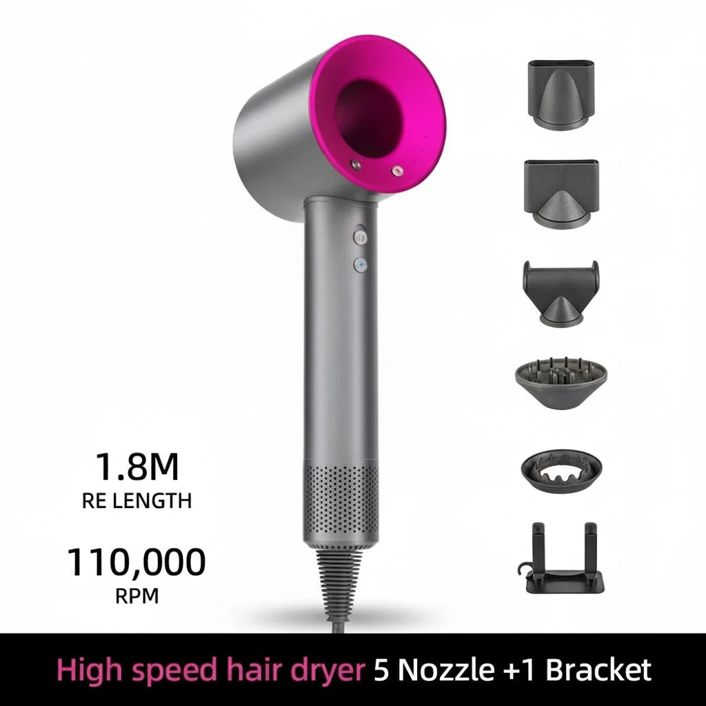 High-Speed Blow Dryer with Ionic Technology – 5 Attachments + Stand